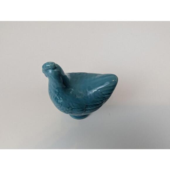 Teal Blue Ceramic Chicken 3.5" Ceramic Chicken Figurine Decorative Collectible - Picture 6 of 8